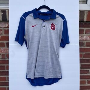 Nike Dri-FIT St. Louis Cardinals Mens Polo Shirt Blue Grey MLB Baseball Medium